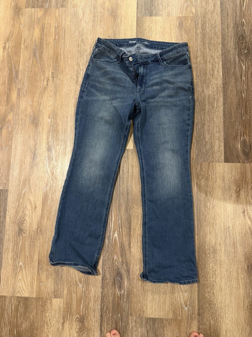 Old Navy Women's Mid-Rise Bootcut Blue Denim Jeans 5-Pocket Zip/Button